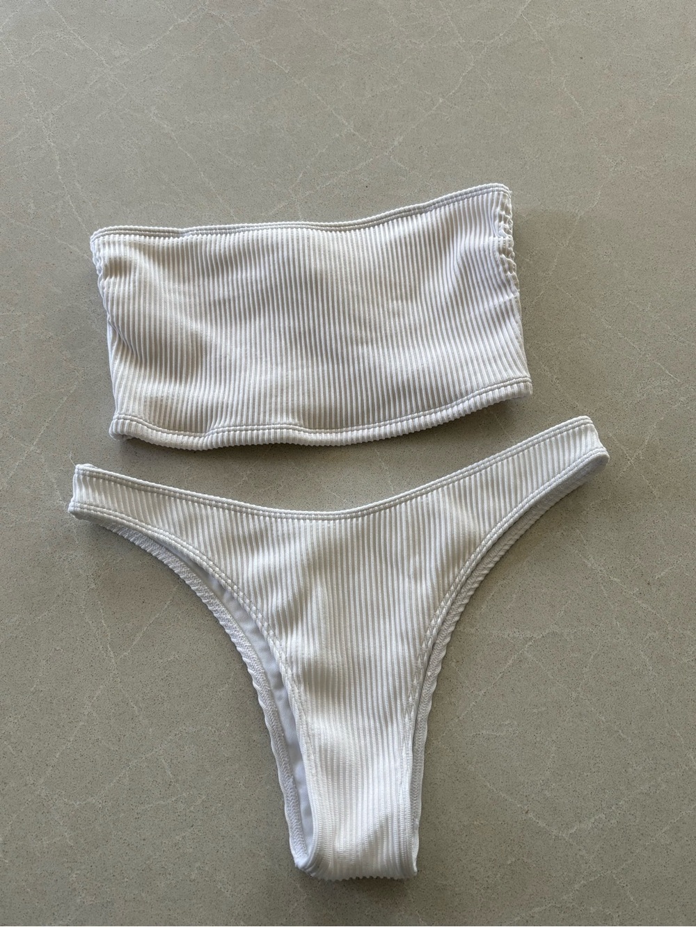 Abercrombie & Fitch Ribbed White Bandeau Bikini Set Size XS Bridal Resortwear